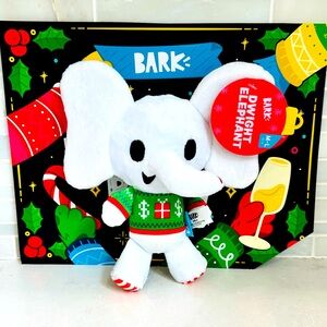 NEW Bark Box Dwight White Elephant Squeaky Crinkle Holiday Christmas Dog Toy 🐘